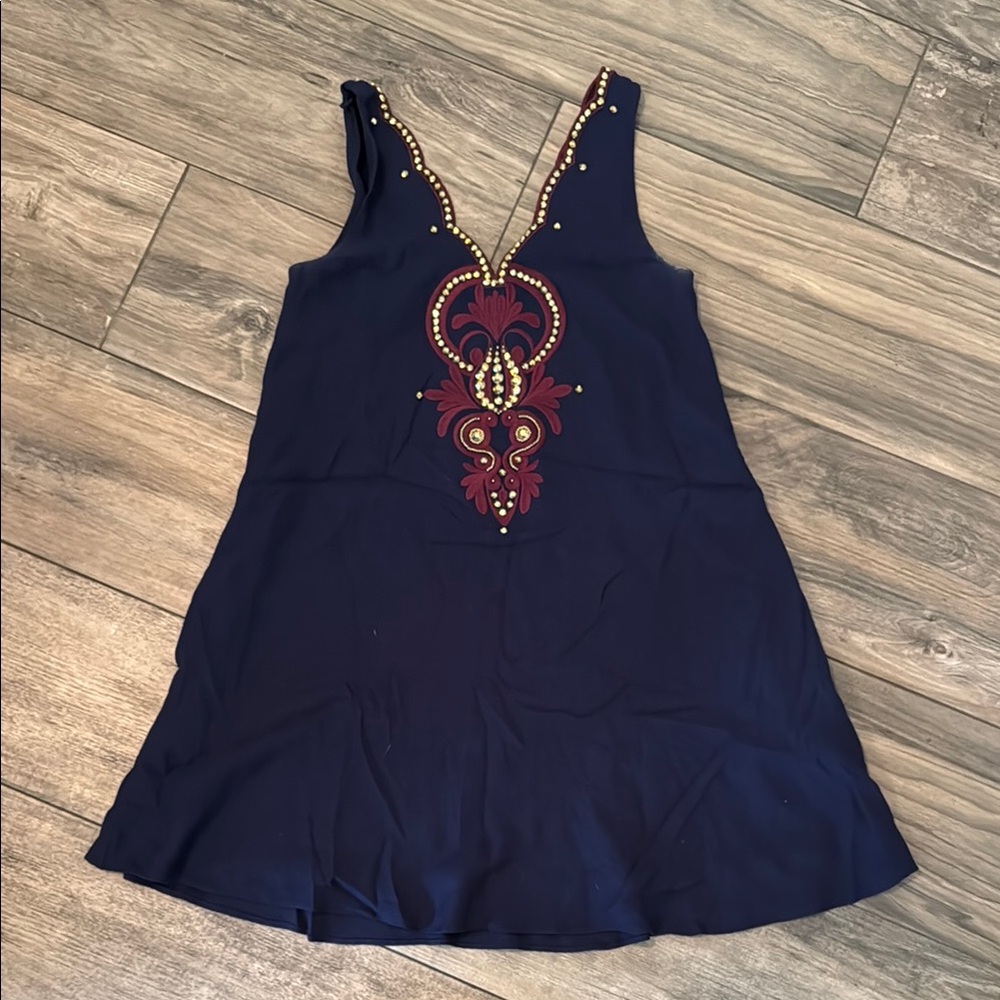 Navy Dress Lilly Pulitzer Sheath Dress with Gold and Red Embellishments